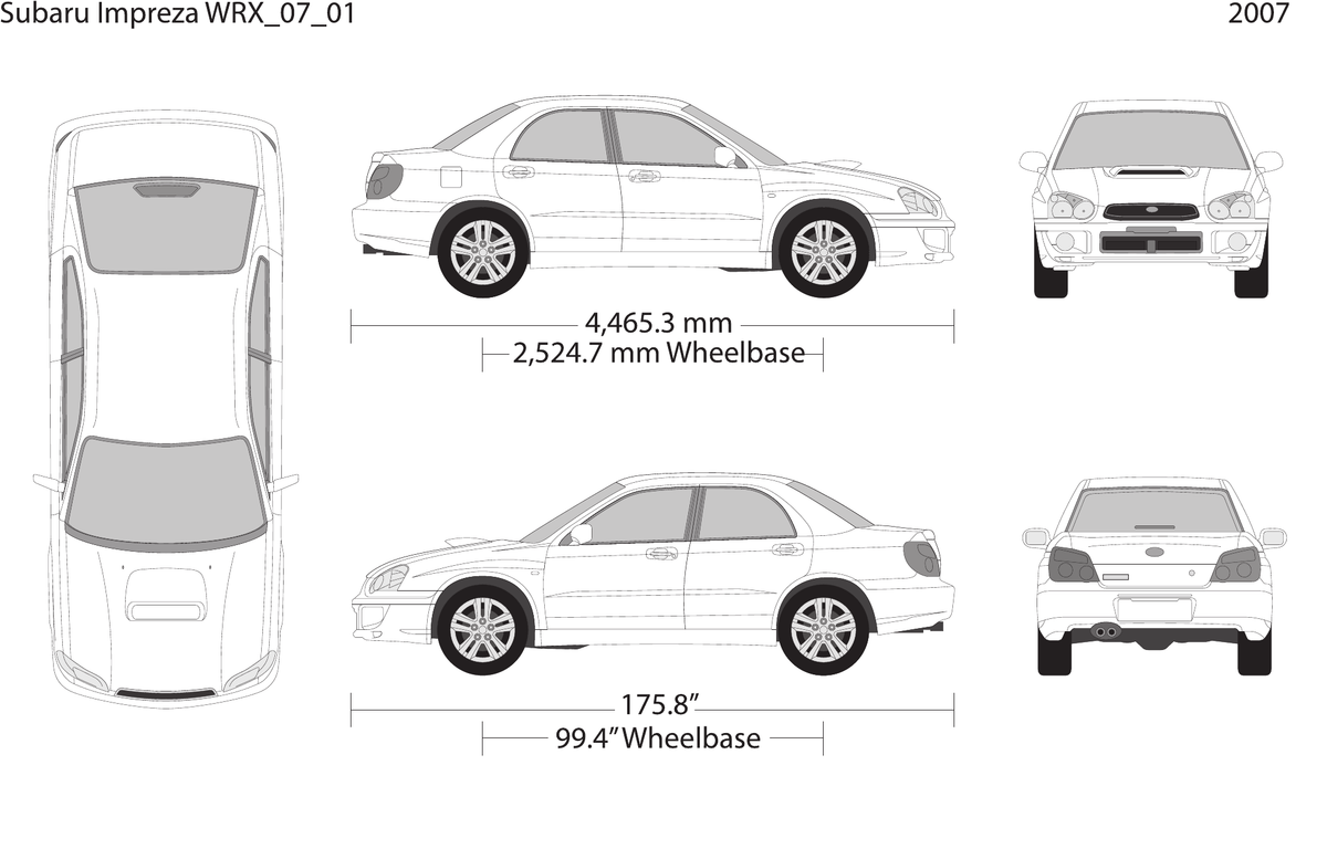 2007 Subaru Impreza vector wrap template V01, Design-Ready PDF - GravBase