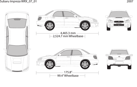 2007 Subaru Impreza vector wrap template V01, Design-Ready PDF - GravBase