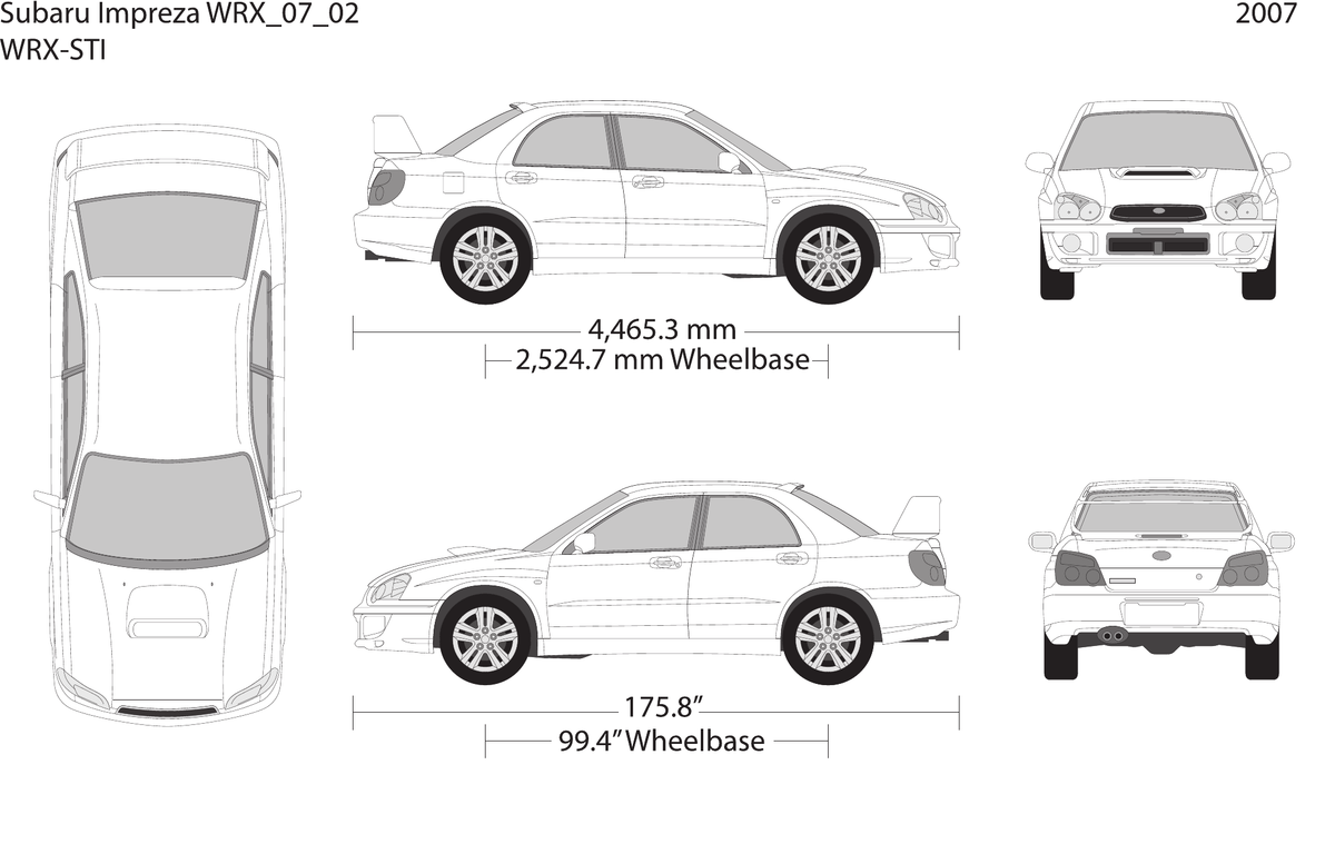 2007 Subaru Impreza Vector Wrap Template - GravBase