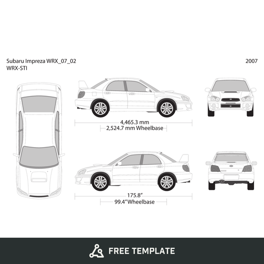 2007 Subaru Impreza free vector vehicle wrap template - GravBase
