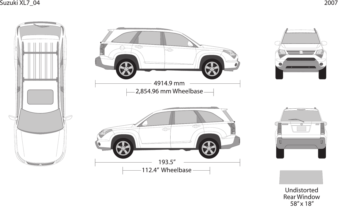 2007 Suzuki XL7 vector wrap template, Design-Ready PDF - GravBase