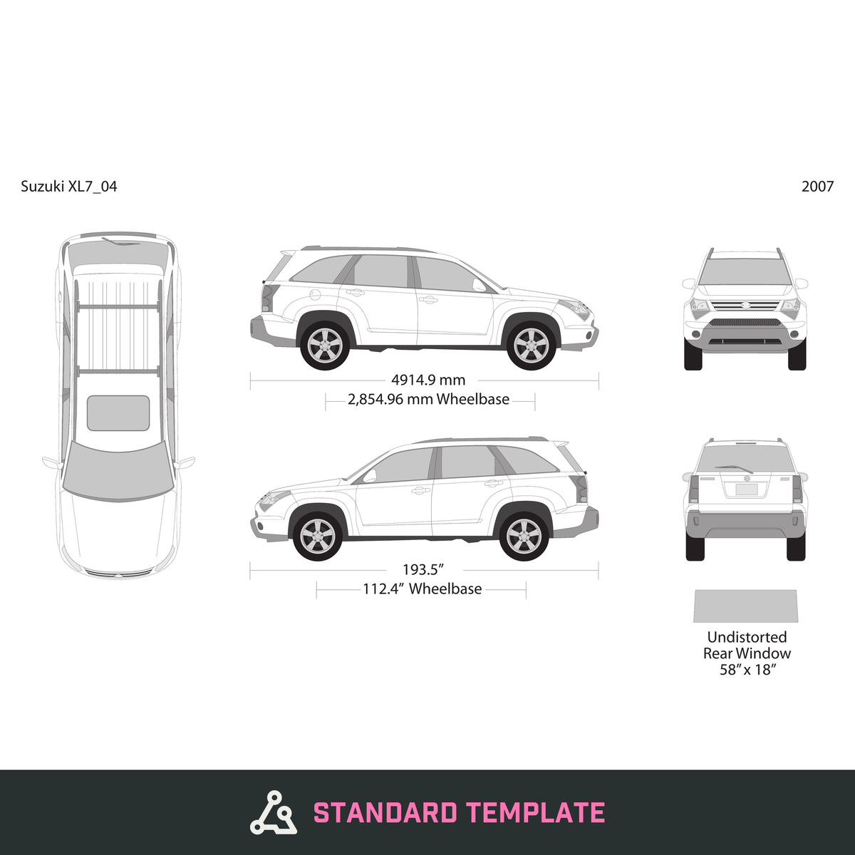 2007 Suzuki XL7 vector wrap template, Design-Ready PDF - GravBase