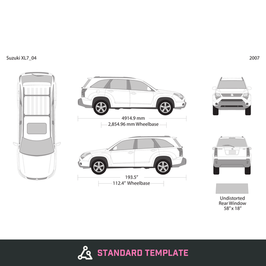 2007 Suzuki XL7 vector wrap template, Design-Ready PDF - GravBase
