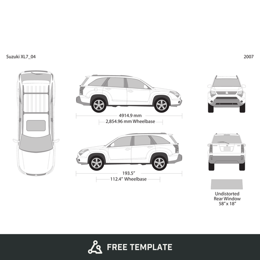 2007 Suzuki XL7 free vector vehicle wrap template - GravBase