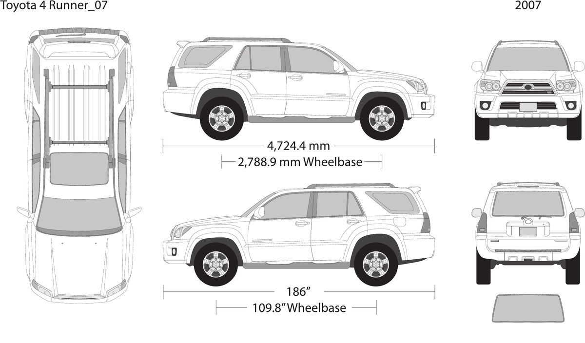 2007 Toyota 4 Runner vector wrap template, Design-Ready PDF - GravBase
