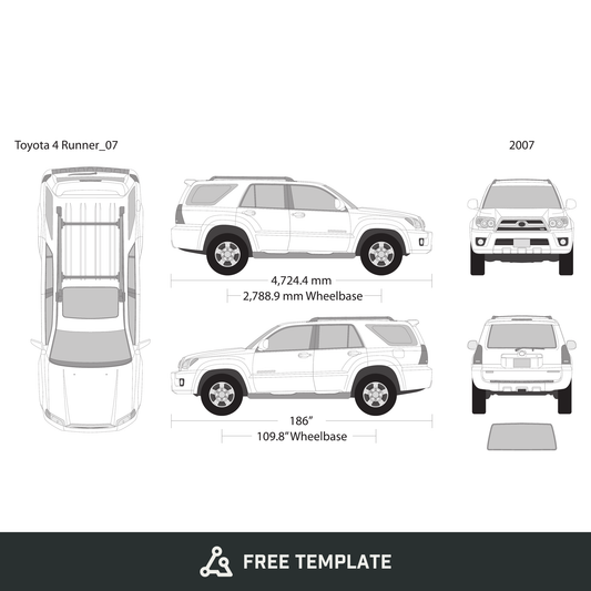 2007 Toyota 4 Runner free vector vehicle wrap template - GravBase