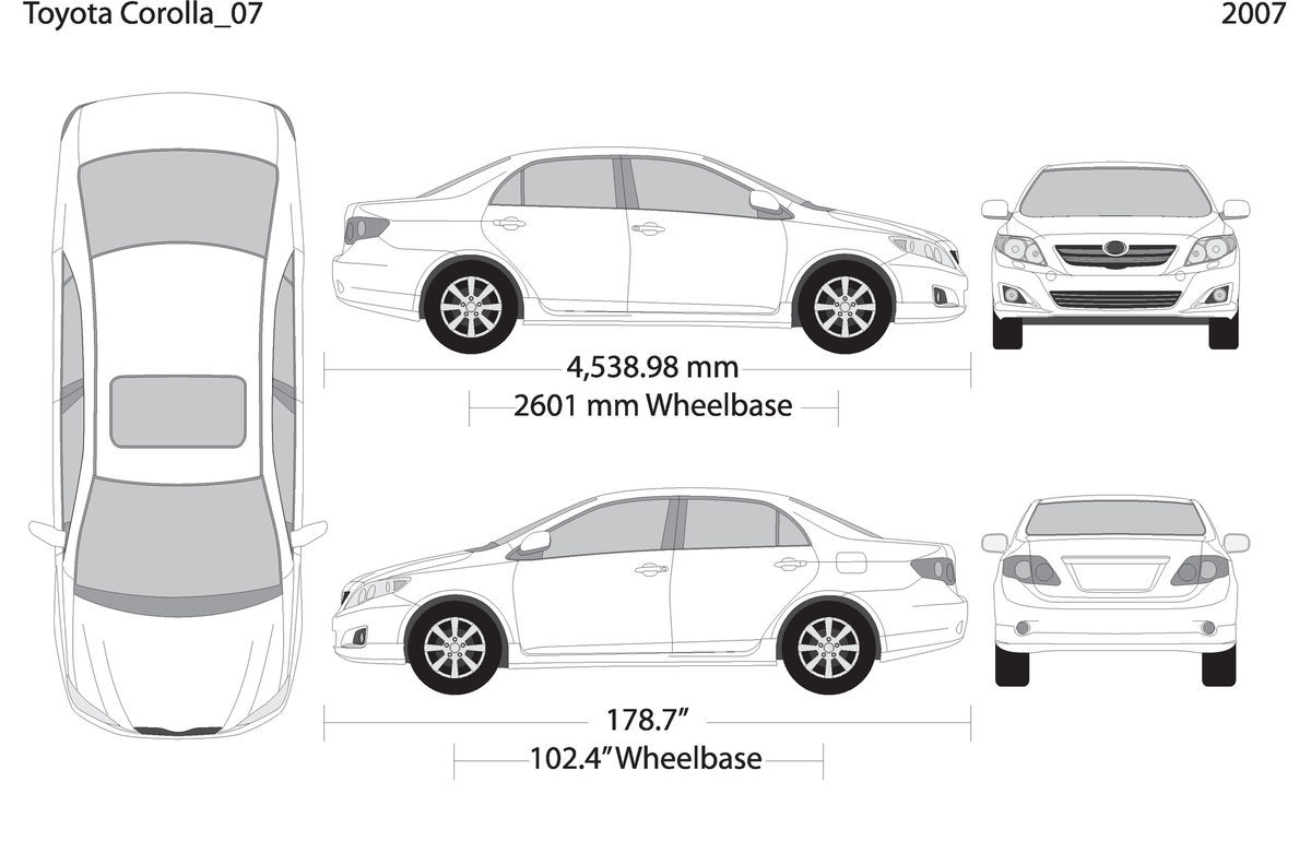 2007 Toyota Corolla V07 Vehicle Wrap Template