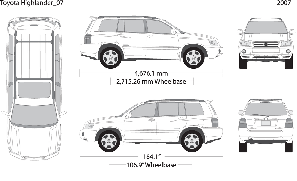 2007 Toyota Highlander V07 Vehicle Wrap Template