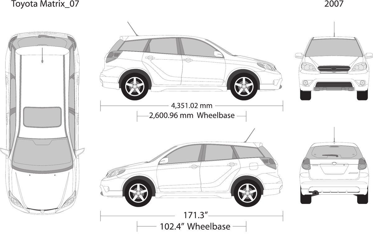 2007 Toyota Matrix vector wrap template, Design-Ready PDF - GravBase