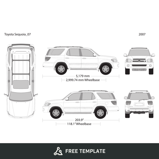 2007 Toyota Sequoia free vector vehicle wrap template - GravBase