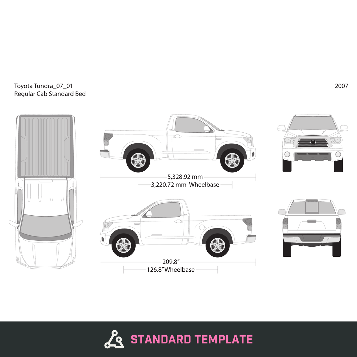2007 Toyota Tundra vector wrap template V01, Design-Ready PDF - GravBase