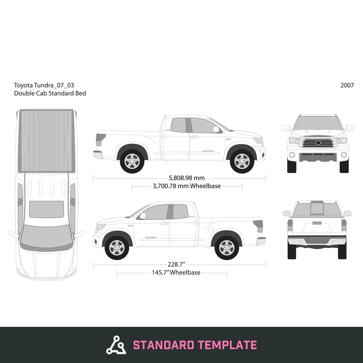 2007 Toyota Tundra vector wrap template V03, Design-Ready PDF - GravBase