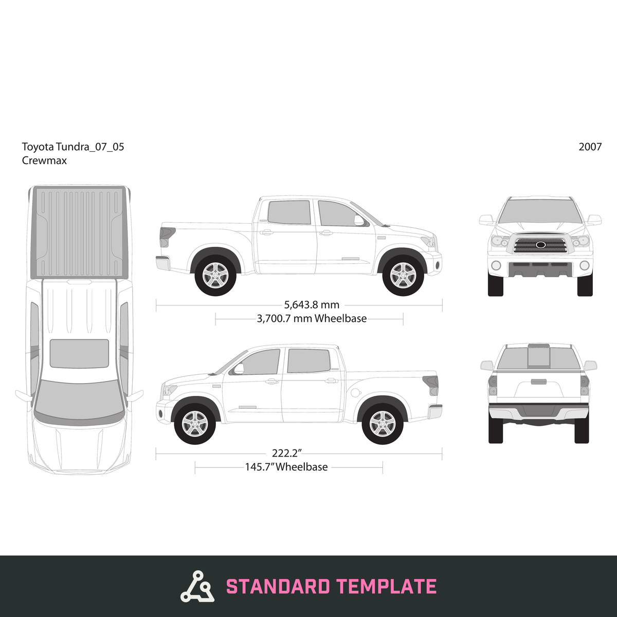 2007 Toyota Tundra vector wrap template V05, Design-Ready PDF - GravBase