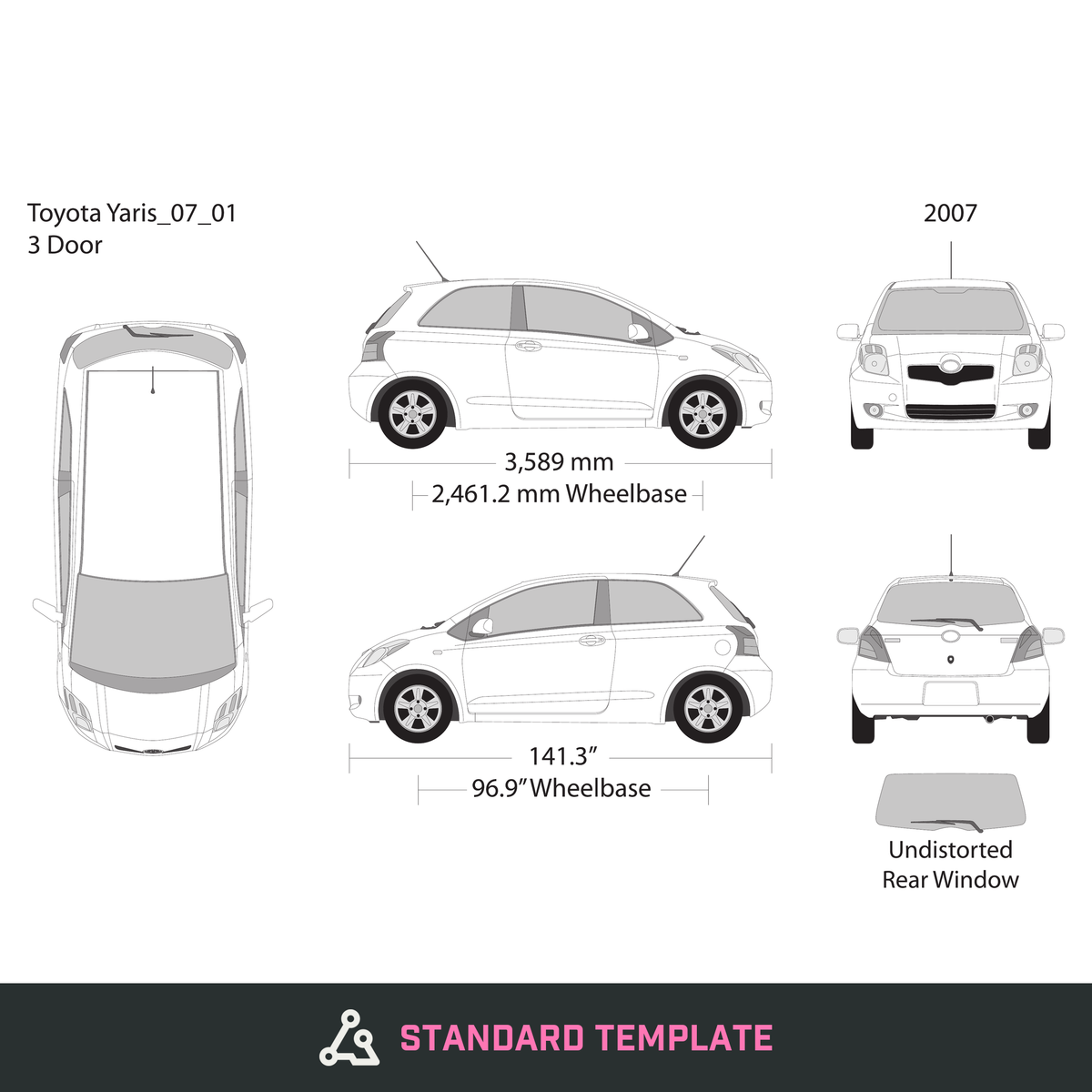 2007 Toyota Yaris vector wrap template V01, Design-Ready PDF - GravBase