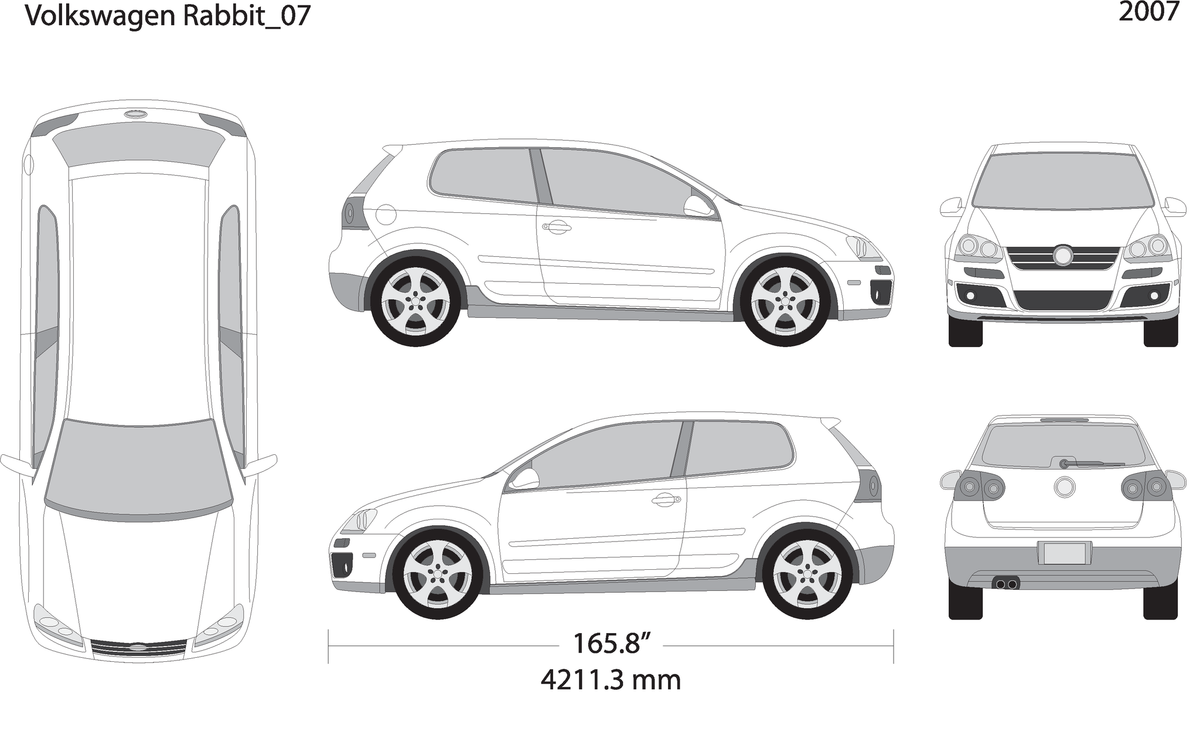 2007 Volkswagen Rabbit V07 Vehicle Wrap Template