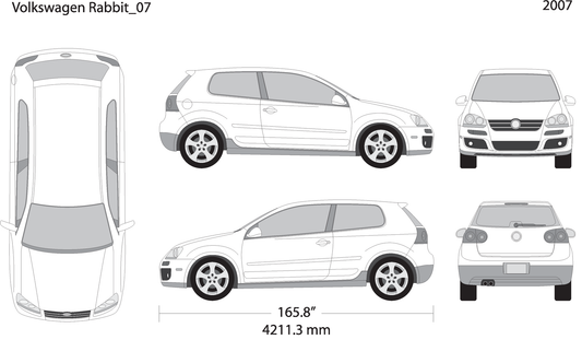 2007 Volkswagen Rabbit V07 Vehicle Wrap Template