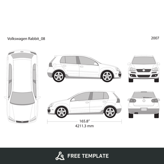 2007 Volkswagen Rabbit free vector vehicle wrap template - GravBase
