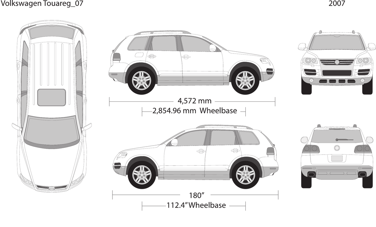 2007 Volkswagen Touareg vector wrap template, Design-Ready PDF - GravBase