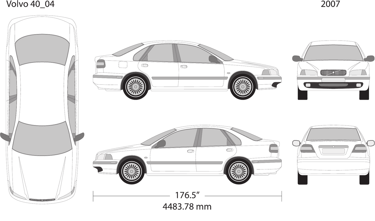 2007 Volvo 40 vector wrap template V04, Design-Ready PDF - GravBase
