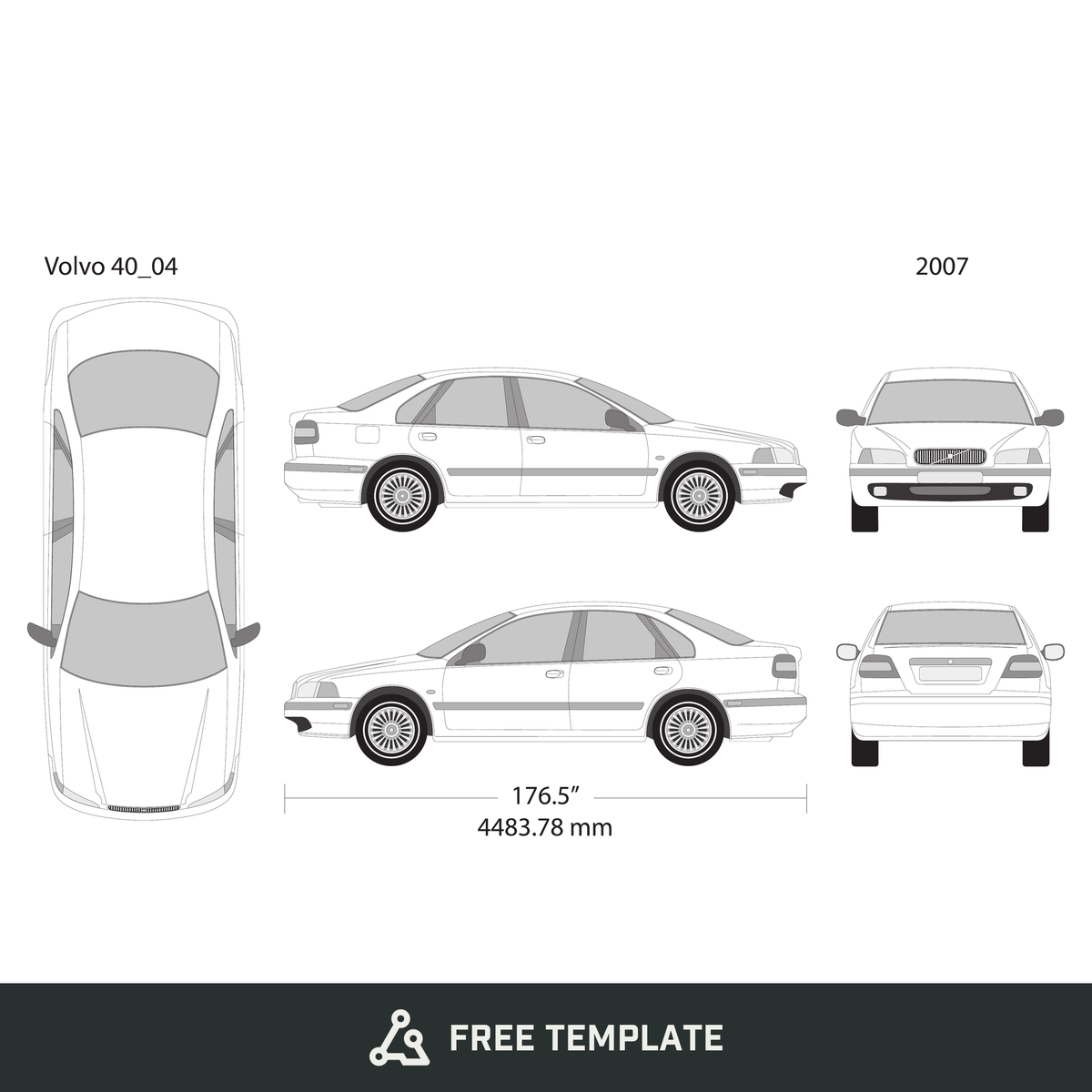 2007 Volvo 40 free vector vehicle wrap template - GravBase