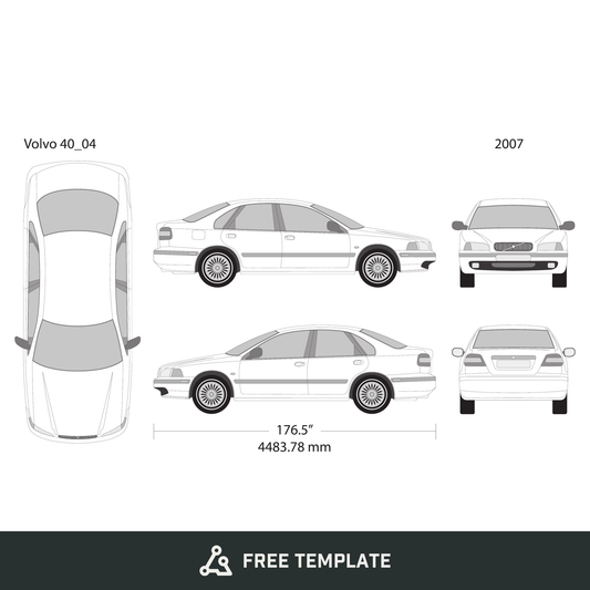 2007 Volvo 40 free vector vehicle wrap template - GravBase