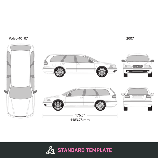 2007 Volvo 40 vector wrap template V07, Design-Ready PDF - GravBase