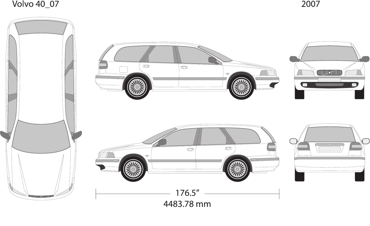 2007 Volvo 40 vector wrap template V07, Design-Ready PDF - GravBase