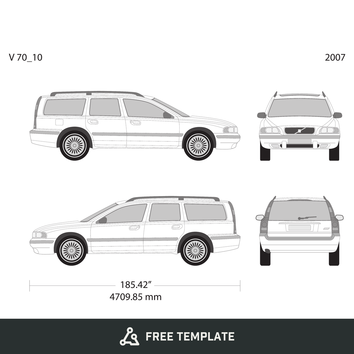 2007 Volvo 70 free vector vehicle wrap template - GravBase