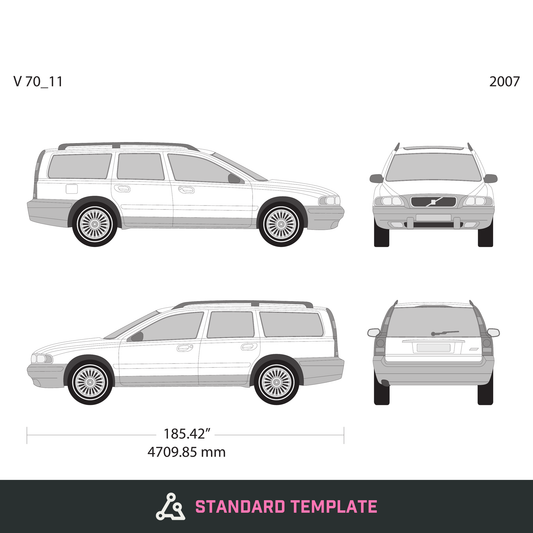 2007 Volvo 70 vector wrap template V11, Design-Ready PDF - GravBase