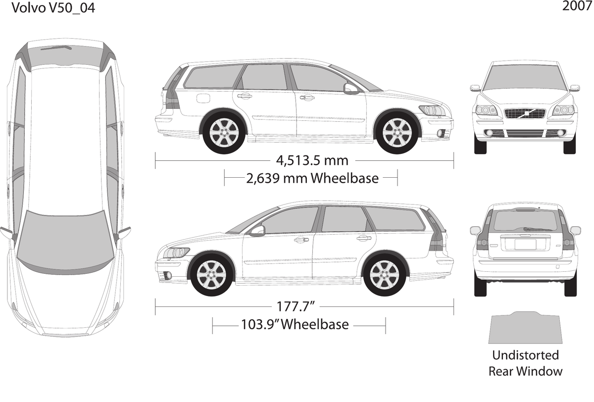 2007 Volvo V50 vector wrap template, Design-Ready PDF - GravBase