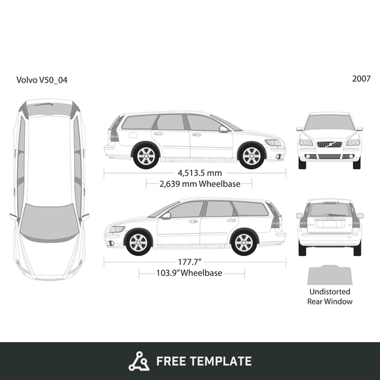 2007 Volvo V50 free vector vehicle wrap template - GravBase