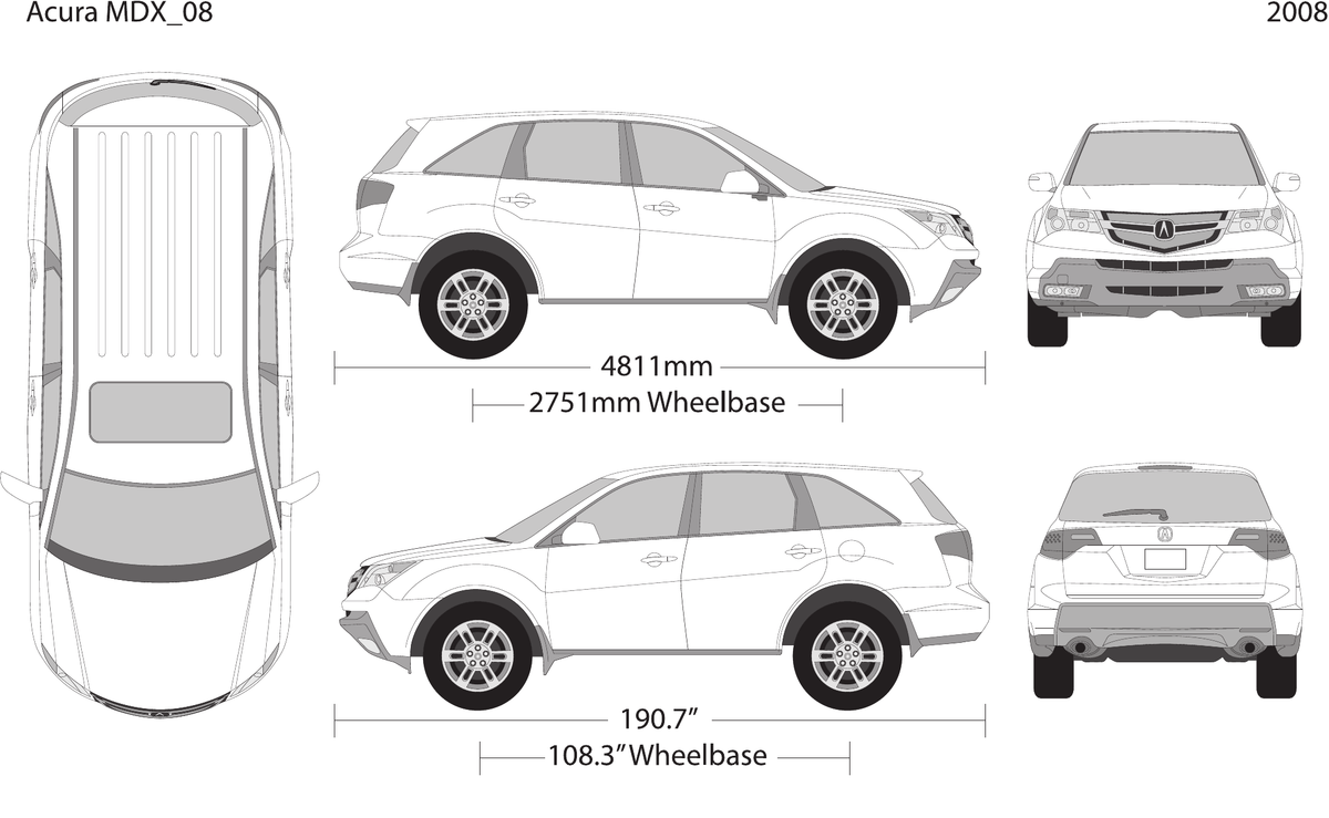 2008 Acura MDX vector wrap template, Design-Ready PDF - GravBase