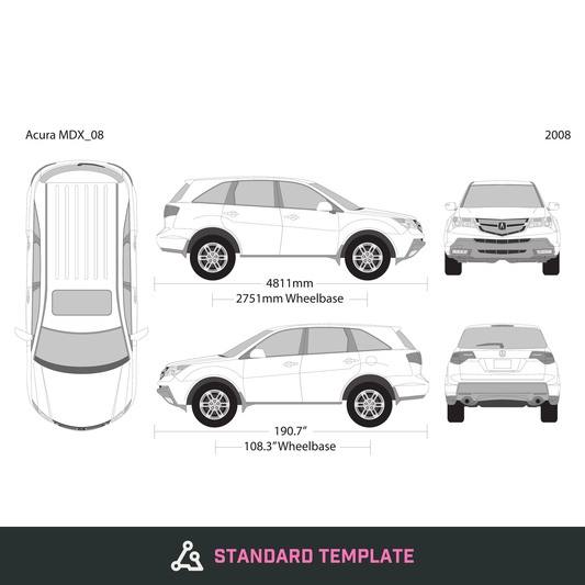 2008 Acura MDX vector wrap template, Design-Ready PDF - GravBase