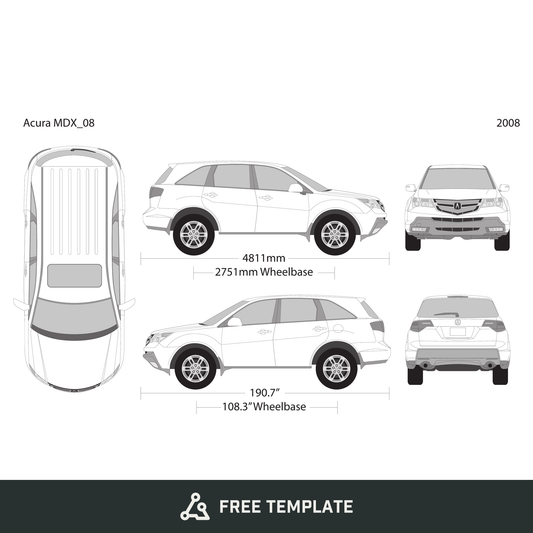 2008 Acura MDX free vector vehicle wrap template - GravBase