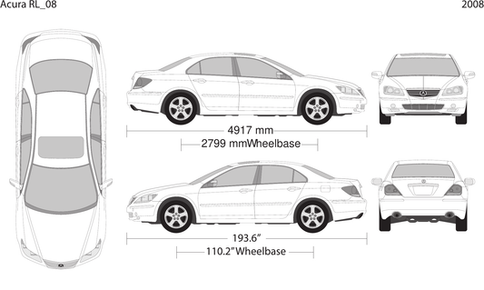 2008 Acura RL vector wrap template, Design-Ready PDF - GravBase