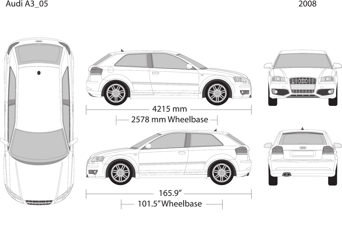 2008 Audi A3 vector wrap template, Design-Ready PDF - GravBase