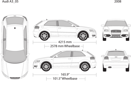 2008 Audi A3 vector wrap template, Design-Ready PDF - GravBase