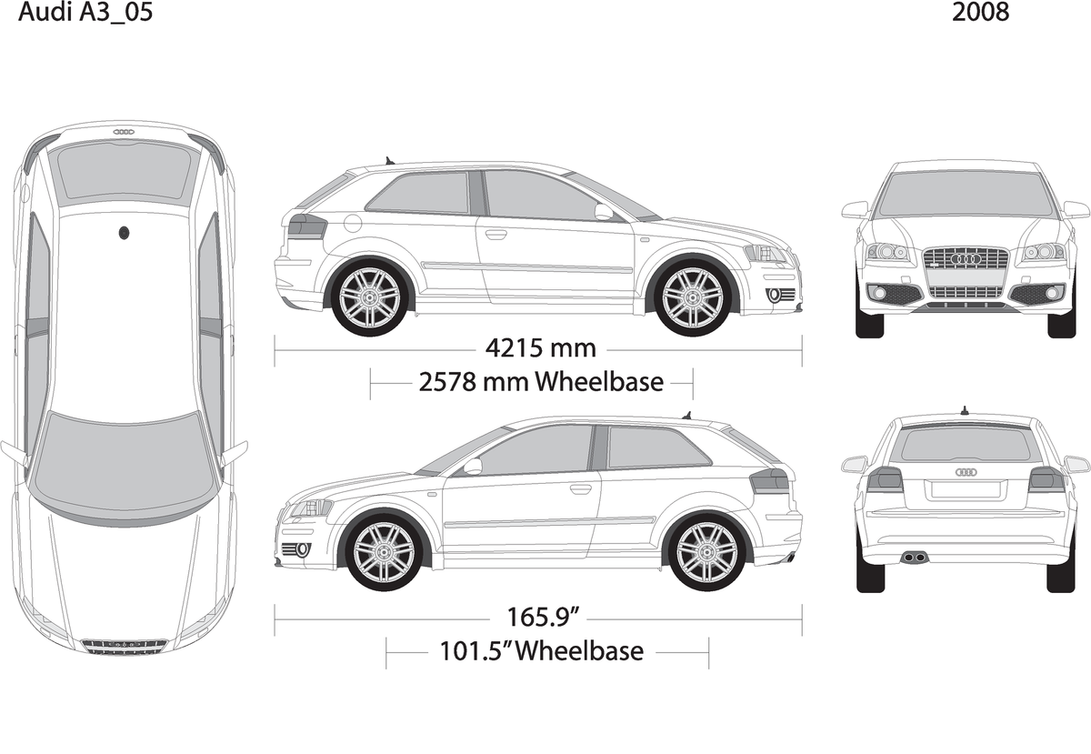 2008 Audi A3 V05 Vehicle Wrap Template