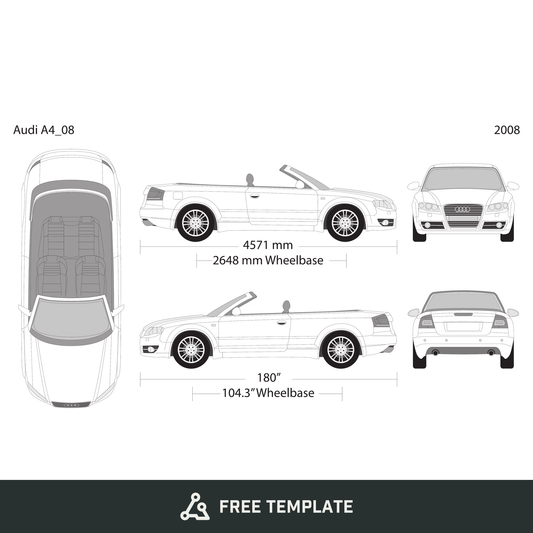 2008 Audi A4 free vector vehicle wrap template - GravBase