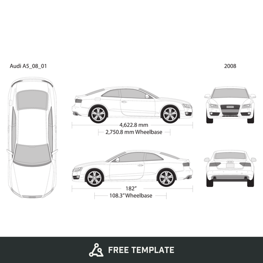 2008 Audi A5 free vector vehicle wrap template - GravBase