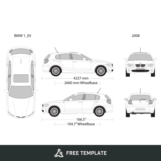 2008 BMW 1 free vector vehicle wrap template - GravBase