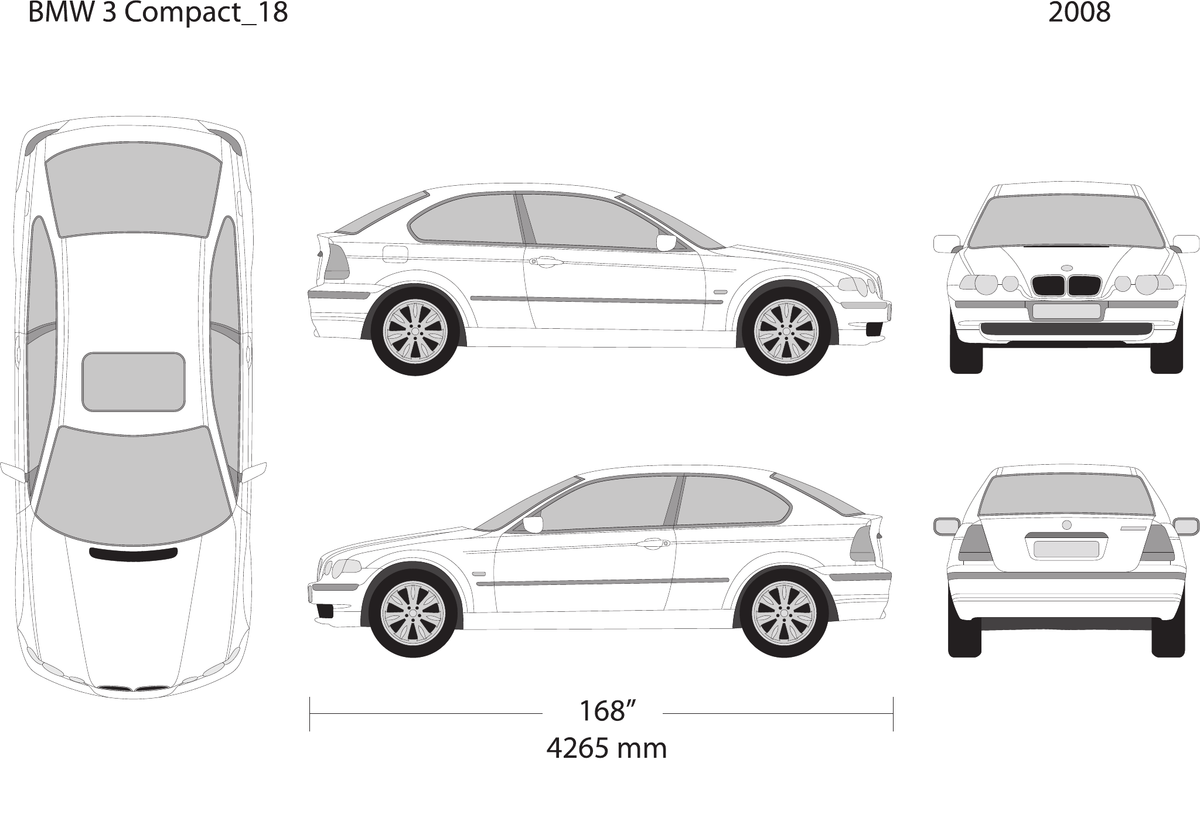 2008 BMW 3 vector wrap template V18, Design-Ready PDF - GravBase