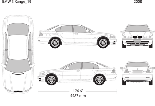 2008 BMW 3 vector wrap template V19, Design-Ready PDF - GravBase