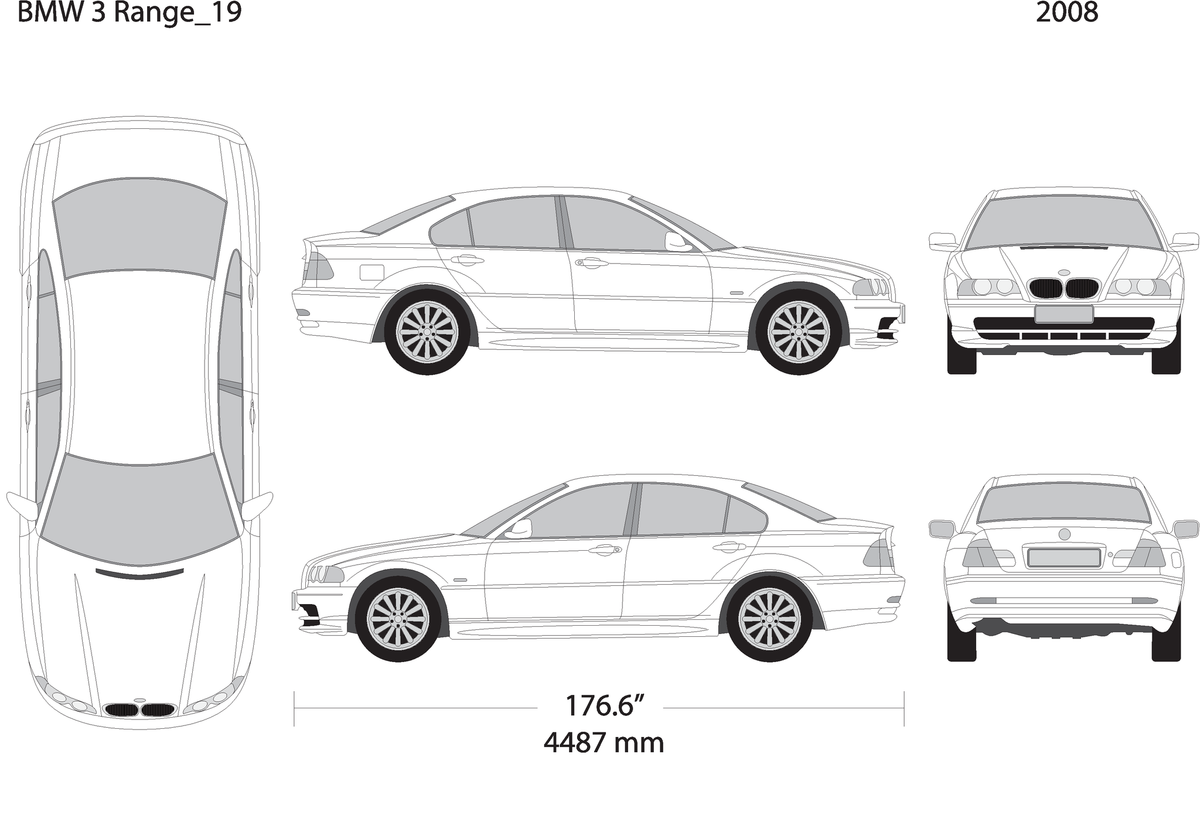 2008 Bmw 3 V19 Vehicle Wrap Template