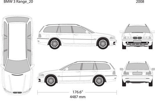 2008 BMW 3 vector wrap template V20, Design-Ready PDF - GravBase