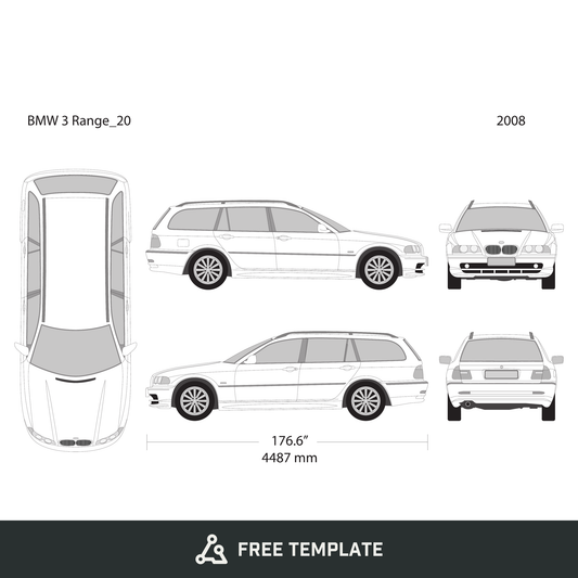 2008 BMW 3 free vector vehicle wrap template - GravBase
