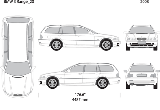 2008 Bmw 3 V20 Vehicle Wrap Template