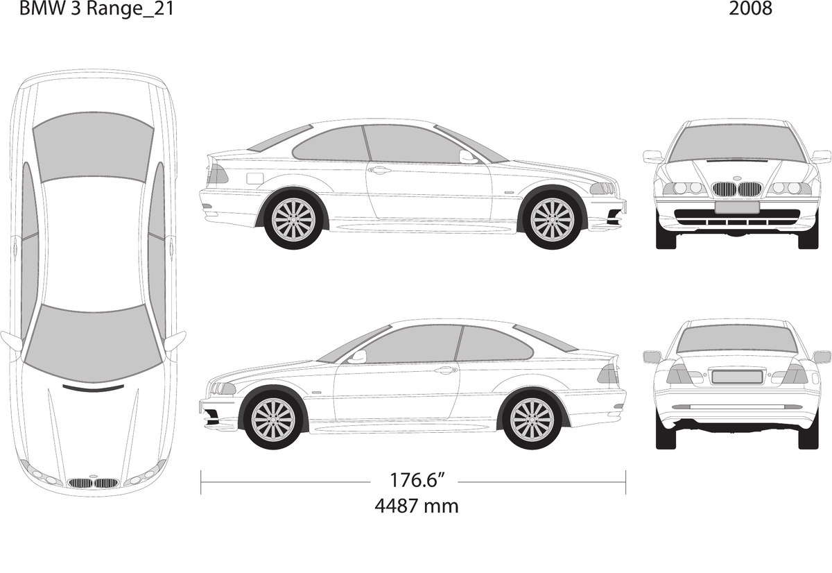 2008 BMW 3 vector wrap template V21, Design-Ready PDF - GravBase