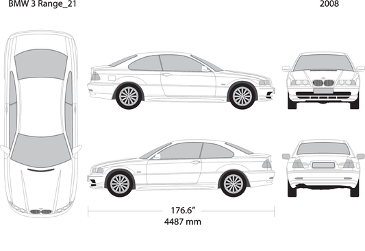 2008 Bmw 3 V21 Vehicle Wrap Template