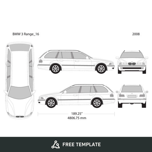 2008 BMW 5 free vector vehicle wrap template - GravBase